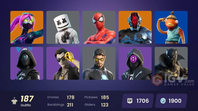 [PSN/XBOX/PC] 187 skins | Master Chief (Matte Black) | Naruto Uzumaki | Snake Eyes | Major Lazer | Galaxia | Frostbite | Nezumi | Kymera