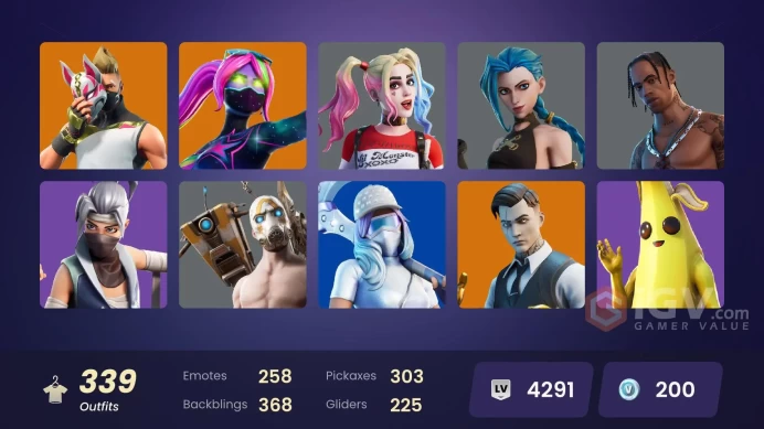 [PC/PSN/XBOX] 339 Skins | OG STW | Travis Scott | Psycho Bandit | Leviathan Axe | Galaxia | Drift | Tart Tycoon | Peely | Midas | 200 VB