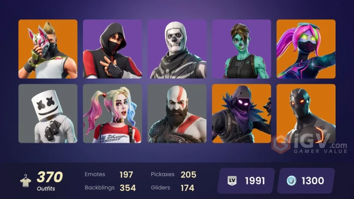 [PC/XBOX] 370 Skins | OG STW | IKONIK | Travis Scott | Take The L | Psycho Bandit | Leviathan Axe | Galaxia | Omega | Drift | 1300 VB