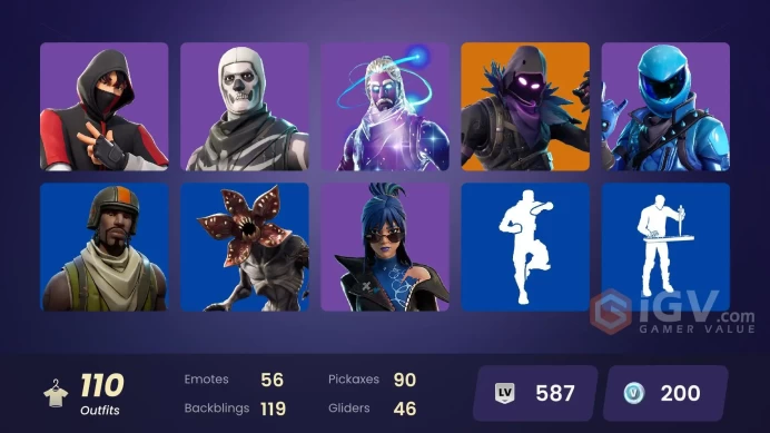 [PC/PSN/XBOX] 110 skins | Aerial Assault Trooper | Galaxy | IKONIK | Honor Guard | Raven | Ravage | Midas Rex |	144650 Vbucks spent |Y158