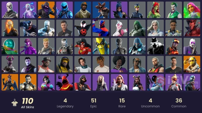 [PC/PSN/XBOX] 110 skins | Aerial Assault Trooper | Galaxy | IKONIK | Honor Guard | Raven | Ravage | Midas Rex |	144650 Vbucks spent |Y158