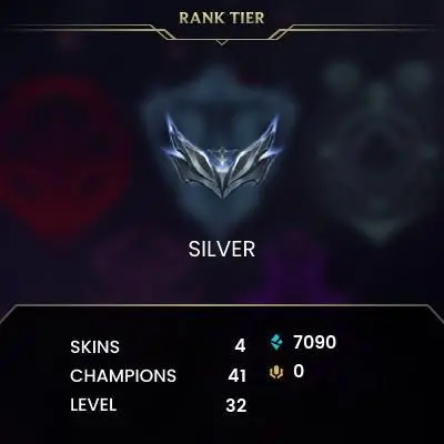 [EUW] S16! - SPLIT 1- Silver 4 - 0 win 1 lose - 7 K BE - Ranked Ready - Unverified Email