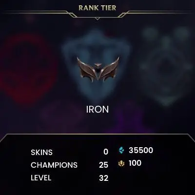 EUW - SAFE SEASON16 IRON 4 0LP | 35500 BE | PLACEMENTS DONE | 0W 19L | INSTANT DELIVERY | LOW MMR | UNVERIFIED EMAIL | IRON IV | #2779