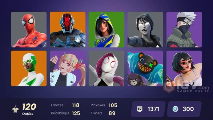FA XBOX/PC - 120 skins | Master Chief | Naruto Uzumaki | FNCS 3:1 Champion | Sultura | Subzero Cryptic | Lina Scorch | Shady Doggo | Vivi Chroma