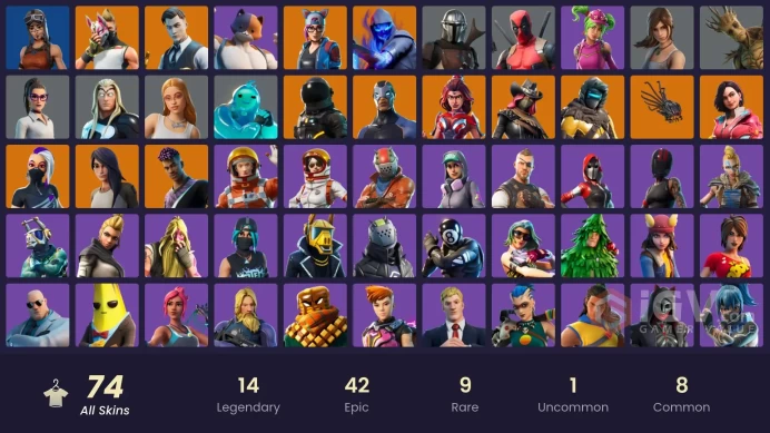 [PC/XBOX/PSN] 74 skins |  Blue Team Leader | Midas | Mako | Verve | Fresh | Orange Justice | Lara Croft | Ice Spice |Renegade Raider | 100 VB