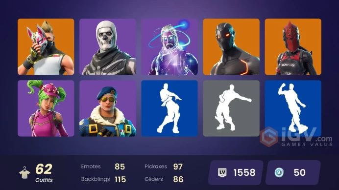 [PC/PSN/XBOX] 62 skins | Galaxy | Royale Bomber | Rogue Agent | Blue Striker | Tidy | Hot Marat | Orange Justice | Discovery | 50 VB