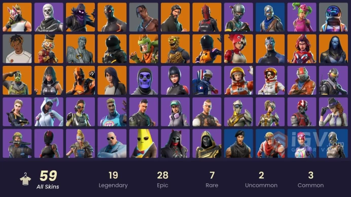 ! [PC/XBOX/PSN] 58 skins !! | Og Skull Trooper | The Reaper | Blue Squire | Royale Knight | Elite Agent | Travis Scott |Mako | Full Access