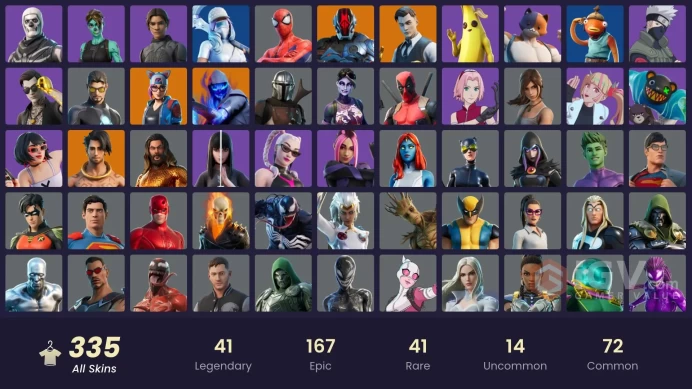 [XBOX/PC] 335 skins | Gold Meowscles | Gold Brutus | Gold Midas | Fashion Banshee | Naruto Uzumaki | The Ice King | Malik | Torin
