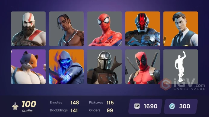 [PSN/XBOX/PC] 100 skins | Travis Scott | Gold Kratos | Gold Meowscles | Gold Brutus | Gold Midas | Cloud Striker | Point Patroller | Fixer
