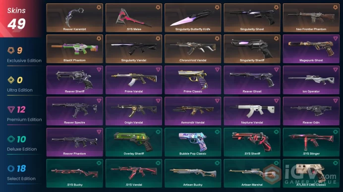 EU | 49 Skins | Full Acces | Reaver 2.0 Collection + Singularity Collection + Blastx Phantom | Chronovoid Vandal | Reaver Karambit - NF Phantom