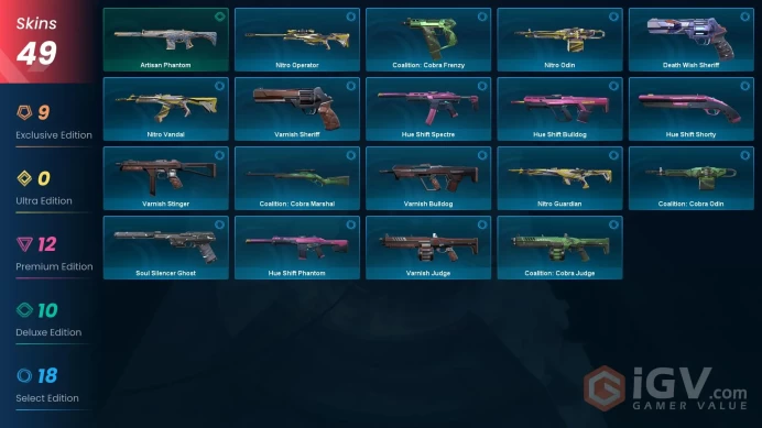 EU | 49 Skins | Full Acces | Reaver 2.0 Collection + Singularity Collection + Blastx Phantom | Chronovoid Vandal | Reaver Karambit - NF Phantom