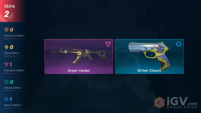 EU Full Access | 2 Skins Origin Vandal + Striker Classic + Rank Silver 3