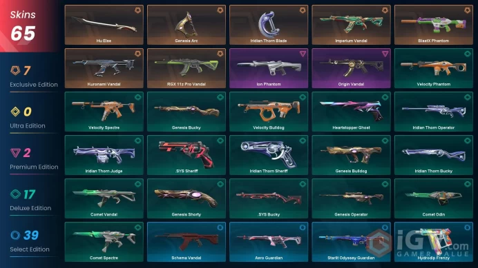 EU 64 skins 3 knifes | Kuronami Vandal | Iridian Thorn Blade | RGX 11z Pro Vandal | Hu Else | Genesis Arc | BlastX Phantom | Ion Phantom | V0101