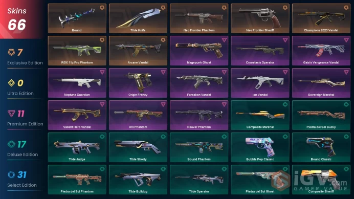 EU 66 skins 2 knifes | Champions 2023 Vandal | Arcane Vandal | RGX 11z Pro Phantom | Tilde Knife | Neo Frontier Phantom | Bound | V0105