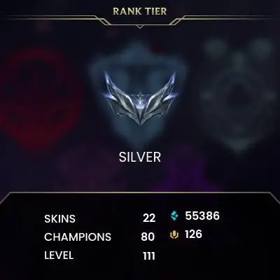 EUW -(S16) SILVER 2(60LP) %100WR - 80 Champ - 22 Good Skins(1 Legendary, 10 Epic) - 55.3K BE - FULL ACCES - LIFETIME WARRANTY - CHEAP