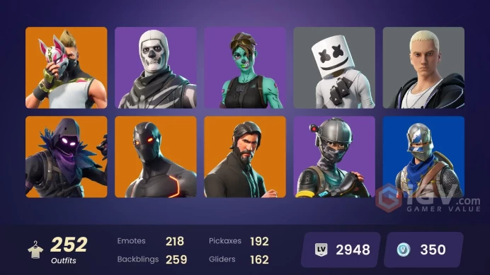 [PC/PSN/XBOX] 252 skins | OG STW | The Reaper | Blue Squire | Royale Knight | Elite Agent | Omega (stage 5) | Recon Champion | 350 VB