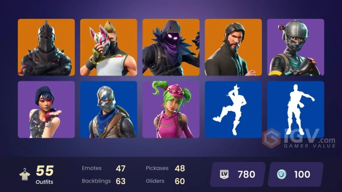 [PC/XBOX] 55 skins | Black Knight | Sparkle Specialist | The Reaper | Blue Squire | Royale Knight | Elite Agent | Blue Striker | 100 VB