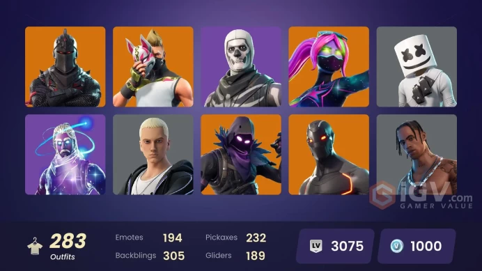 259 Skins | BLack Knight | Galaxy | Travis Scott | Full access