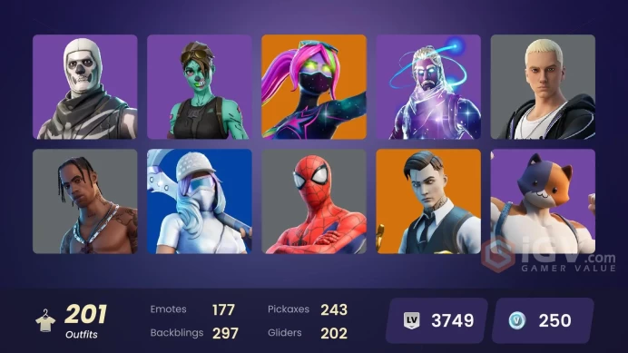 195 skins | Galaxy | Travis Scott | Gold Brutus | Gold Meowscles | Full access