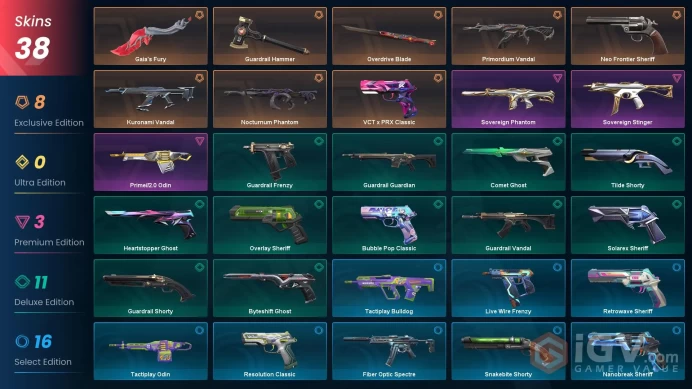 AP 38 skins 3 knifes | Kuronami Vandal | Primordium Vandal | Overdrive Blade | VCT x PRX Classic | Nocturnum Phantom | Gaia's Fury | V0126
