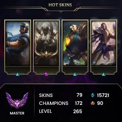 EUW -(S16) MASTER(439LP)- +25 -16 - S15 GRANDMASTER -172 Champ - 79 Good Skins(1 Mythic, 9 Legendary, 35 Epic) - 15.7K BE - FULL ACCES-CHEAP