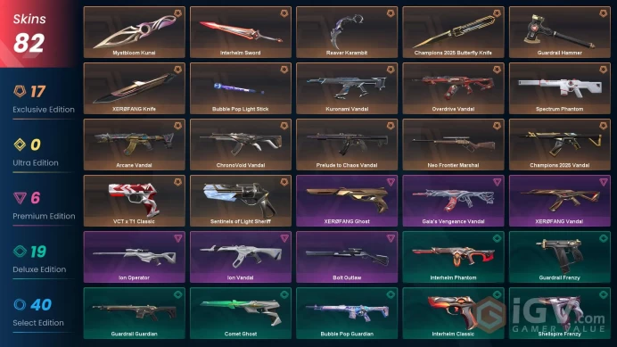 NA/USA 52165 VP Champions 2025 Butterfly Knife Champions 2025 Vandal Kuronami Vandal VCT x T1 Classic Mystbloom Kunai Ion Vandal Overdrive Vanda