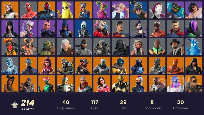 [PC/XBOX] 214 skins | Rogue Agent | Peter Griffin | Carbide | Valeria | The Ice King | Zenith | Valor | Rox | The Prisoner | Twyn | 200 VB