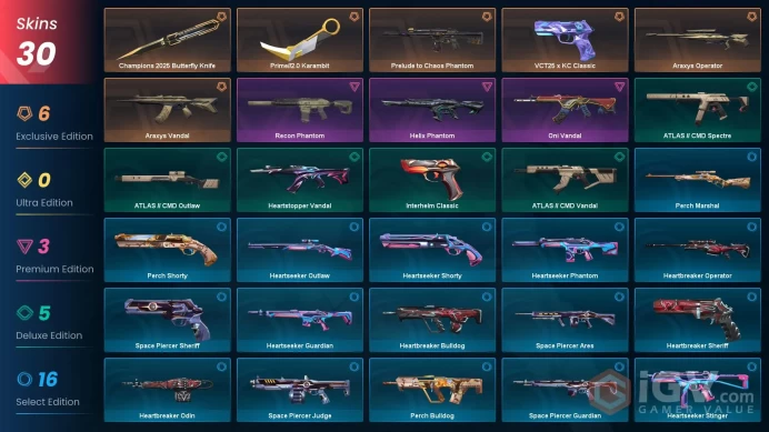 EU 30 skins 2 knifes | Araxys Operator | Prelude to Chaos Phantom | Champions 2025 Butterfly Knife | Prime//2.0 Karambit | V0141