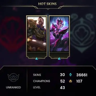 [EUW] LEAGUE OF LEGENDS - UNRANKED ACCOUNT - 30 SKINS/36K BE - 10 PLAY GAME - HIGH QUALITY - 24/7 SUPPORT |365 DAY WARRANTY|