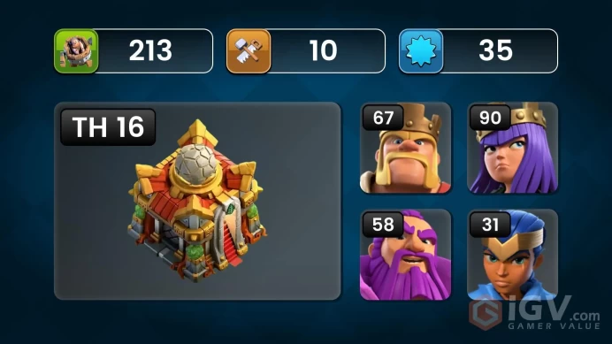 [Code 9274] Th16 XP 213 / Queen level 90 + Good Defense / Very Cheap