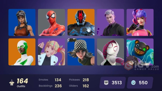 [ALL PLATFORMS] 164 SKINS | RENEGADE RAIDER | SUPERMAN | SPIDER-GWEN | DARTH VADER | SPIDER-MAN | CARNAGE | 218 PKX | 135 EMT | FULL ACCESS