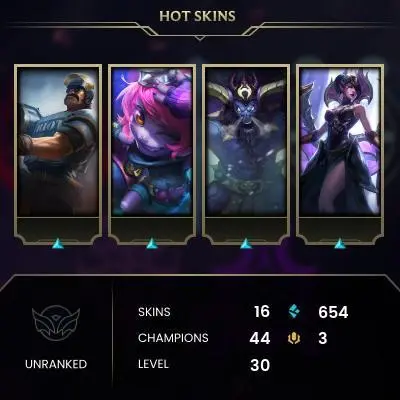 【EUW】Level 30    44 Champ/ 16 Skins   Full Access  High Quality Account  Instant Delivery️