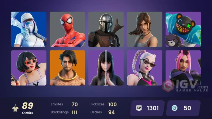 *[ALL LINKABLE] FA | 89 skins | 1150VB | Malik | Menace | The Imagined | Raz | The Cube Queen | Ronin | Son Goku | Spire Assassin
