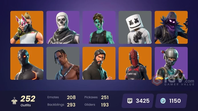 PC/PSN/Xbox/Nintendo 252 skins | OG STW | Travis Scott | Merry Mint Axe | Leviathan Axe | The Reaper | Elite Agent | Gold Skye | Gold Brutus | G