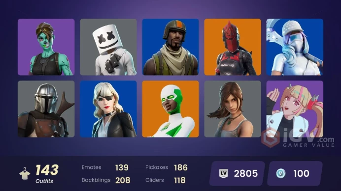  [PC/PSN/XBOX/SWITCH] 143 skins | Aerial Assault Trooper | Pitch Patroller | Dummy Supreme | Peter Griffin | Valeria | Joltara | Twyn |