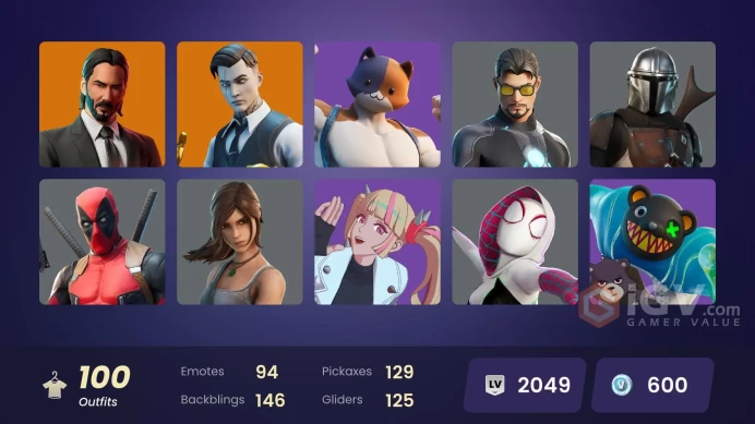PC,PSN,XBOX 100 SKINS FA - JOHN WICK,MANDALORIAN,LARA CROFT,GROOT,GERALT,EREN,GOAT,RICK,KOR,CARNAGE,SPIDER-GWEN RK1086