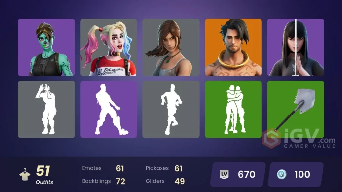 PC,PSN,XBOX 51 SKINS FA - MAJOR GLORY,GALAXY GRAPPLER,CHARLOTTE,LARA CROFT,KOR,HARLEY RK1158