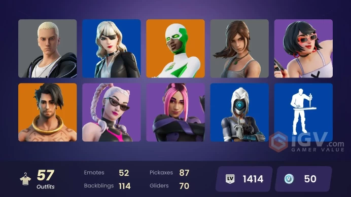 PC,PSN,XBOX 57 SKINS FA - BLIZZARD BOMBER,SNAP,ERA,PHAEDRA,BACKLASH,LARA CROFT,RAP BOY,KATALINA,MICHAEL MYERS,RICK RK1046
