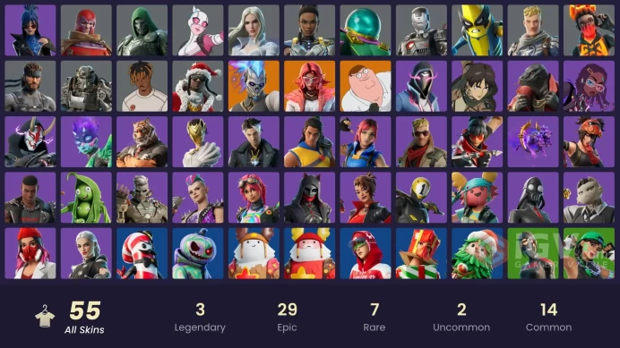 PC,PSN,XBOX 55 SKINS FA - SANTA DOGG,PETER GRIFFIN,MEEGALO DON,EREN,PEABODY,DOOM,GWENPOOL,PEELVERINE,BRITE RAIDER RK1127