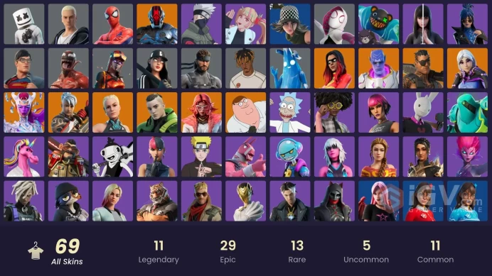 PC,PSN,XBOX 69 SKINS FA - JOLTARA,BLAZE,RICK,KOR,SPIDER-GWEN,NARUTO,KAKASHI,CHARLOTTE,PJ,REDCAP RK1070