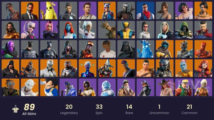 PC/PSN/Xbox/Nintendo 89 skins Travis Scott | Lara Croft | Rogue Spider Knight | Trilogy | Carbon Commando | Blue Striker | Prodigy | Galaxy Scou