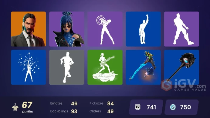 PC,PSN,XBOX 67 SKINS FA - JOHN WICK,JUICE WRLD,ICE SPICE,ANDY FANGERSON RK1157