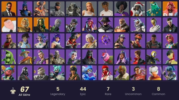 PC,PSN,XBOX 67 SKINS FA - JOHN WICK,JUICE WRLD,ICE SPICE,ANDY FANGERSON RK1157