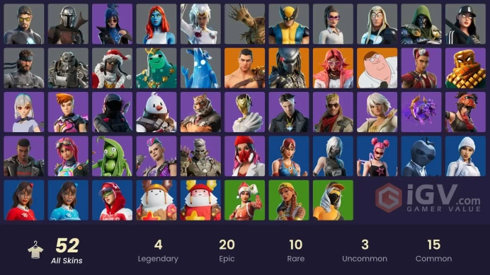 PC,PSN,XBOX 52 SKINS FA - PETER GRIFFIN,DOOM,MEGALO DON,WOLVERINE,GROOT RK1174
