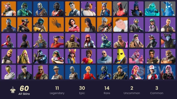 PC,PSN,XBOX 60 SKINS FA - STEALTH REFLEX - BLUE SQUIRE - PETER GRIFFIN,MALCORE,HAZE,AURA,RECON EXPERT RK1113