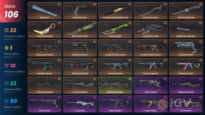 EU | 106 Skins | Full Acces | 10 Knives | Kuronami Bundle | Champions2022 Bundle | Reaver 2.0 Bundle | Chaos Vandal | Nocturnum Bundle