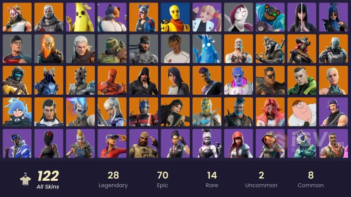 PC,PSN,XBOX 122 SKINS FA - VIVI CHROMA,CLARK KENT,CELL,SPIDER-GWEN,GHOST RIDER,CHARLOTTE,BEERUS,PETER GRIFFIN RK1271