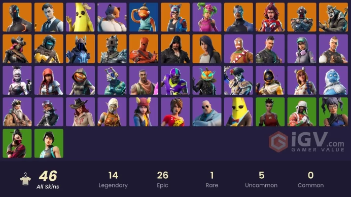 PC,PSN,XBOX 46 SKINS FA - STRONG GUARD,GOLD MIDAS,DANTE,HOLLOWHEAD,SUMMIT STRIKER,FISHSTICK,SLINGSHOT RK1293