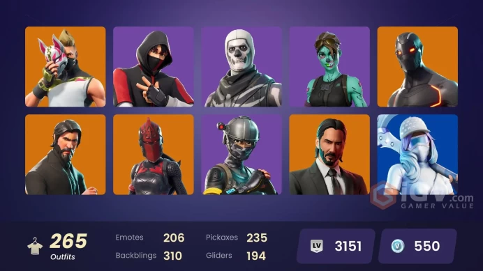 PC,PSN,XBOX 265 SKINS FA - STW - IKONIK - DARK SKULLY - REAPER - KOR,KRAMPUS,MARIGOLD,CHARLOTTE,TMNT,FLASH,DEMI,MICHAEL MYERS RK1262