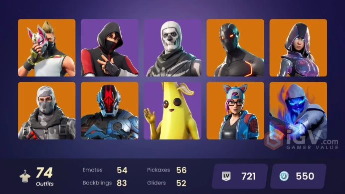PC/PSN/Xbox/Nintendo 74 skins | IKONIK | Glow | Blue Team Leader | Havoc | Trilogy | Rogue Agent | Blue Striker | Sub Commander | Hybrid | Lynx 